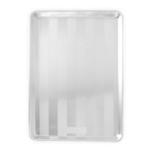 Nordic Ware Prism Big Sheet aluminum baking pan with fitted lid, rectangular with textured surface, natural finish