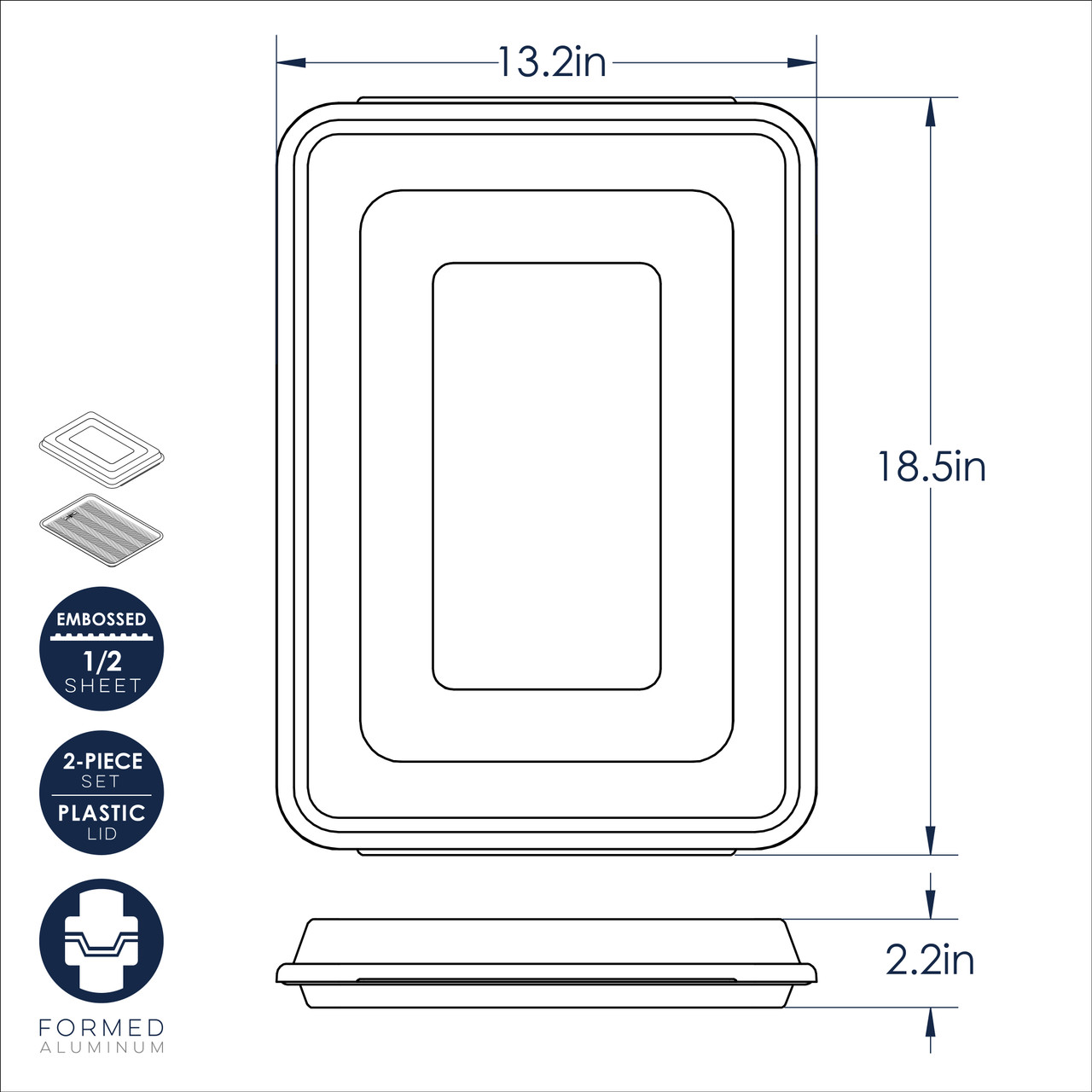 Nordic Ware Prism aluminum half sheet pan with clear plastic storage lid, natural silver finish