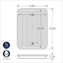 Nordic Ware aluminum quarter sheet pan with clear plastic lid, natural silver finish, rectangular baking pan