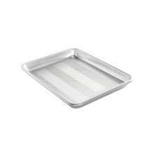 Nordic Ware Prism quarter sheet pan with clear lid, natural aluminum finish, rectangular baking pan