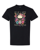 Black heavy cotton t-shirt with a skull and the saying "A Bit Of A Mess, But Doing My Best"