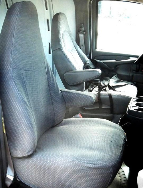 C1138 2010-2021 Chevy Express Front Captain Chairs (Version without Grab Handle on Passenger Seat Backrest)