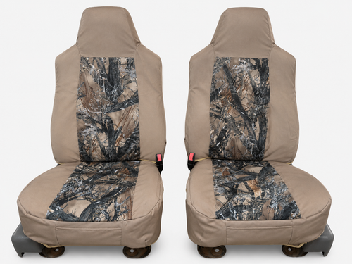 Durafit Seat Covers for 2002-2010 F250-F550 XLT Heavy-Duty Waterproof Custom-Fit Seat Covers 40/20/40 Bench with Molded Headrests for Double cab only. Tan Forest  Endura.
