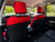 Durafit Seat Covers Pickup/SUV High Back Buckets seat Covers, Suitable for Seats with Side airbags, Inside armrests and Twin headrest shafts. Red Endura with Red Camo  inserts.  Sold in pairs with 2 size of enclosed headrest covers.