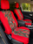 Durafit Seat Covers Pickup/SUV High Back Buckets seat Covers, Suitable for Seats with Side airbags, Inside armrests and Twin headrest shafts. Red Endura with Red Camo  inserts.  Sold in pairs with 2 size of enclosed headrest covers.