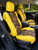 Durafit Seat Covers Pickup/SUV High Back Buckets seat Covers, Suitable for Seats with Side airbags, Inside armrests and Twin headrest shafts. Yellow Endura with Savanna inserts. Sold in pairs with 2 size of enclosed headrest covers..
