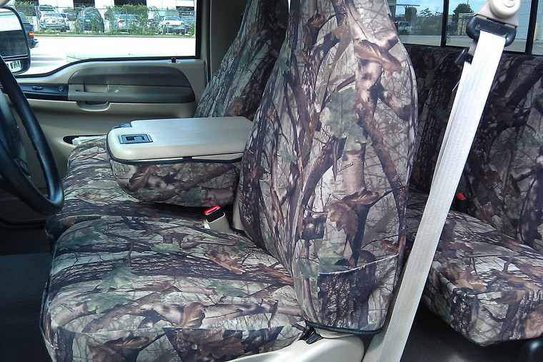 F238    1999-2007 Ford F250-F550 Front 40/20/40 Split Seat With Pointed Molded Headrests and Opening Console