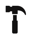 Hammer on shield icon