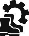 Boots and gears icon
