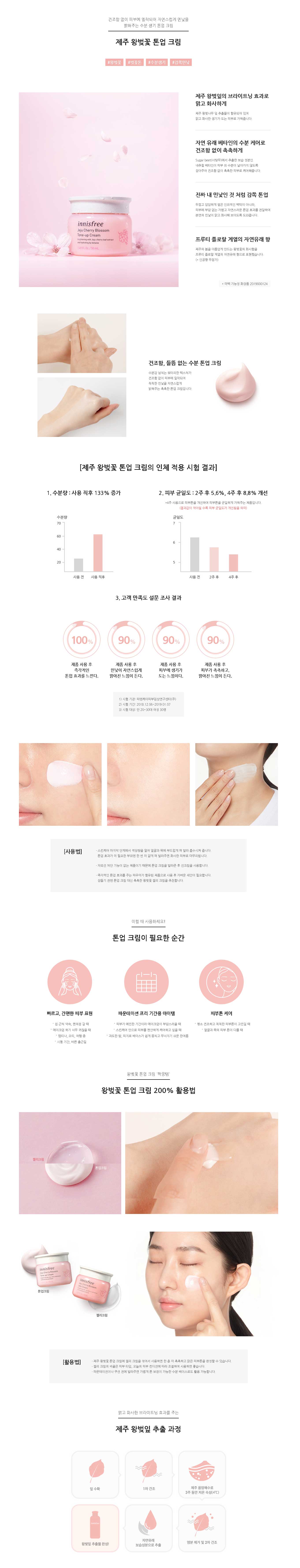 Innisfree) Jeju Cherry Blossom Tone Up Cream 50Ml - KLENSPOP