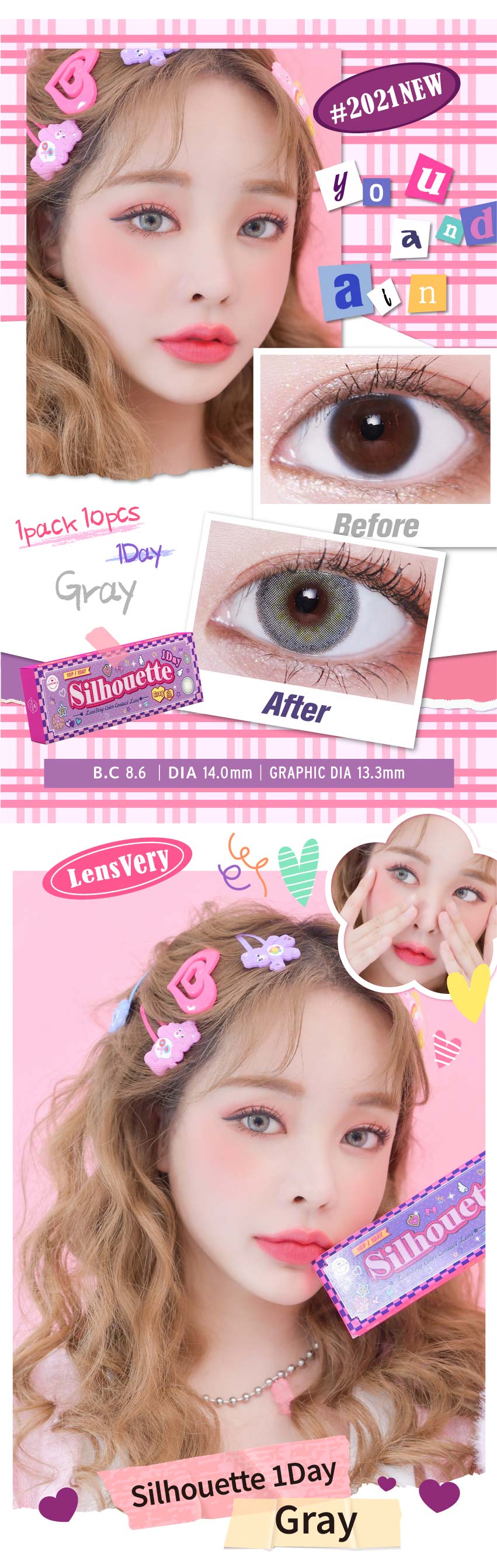 Third description images of Silhouette Gray (10pcs) Prescription Colored Contacts