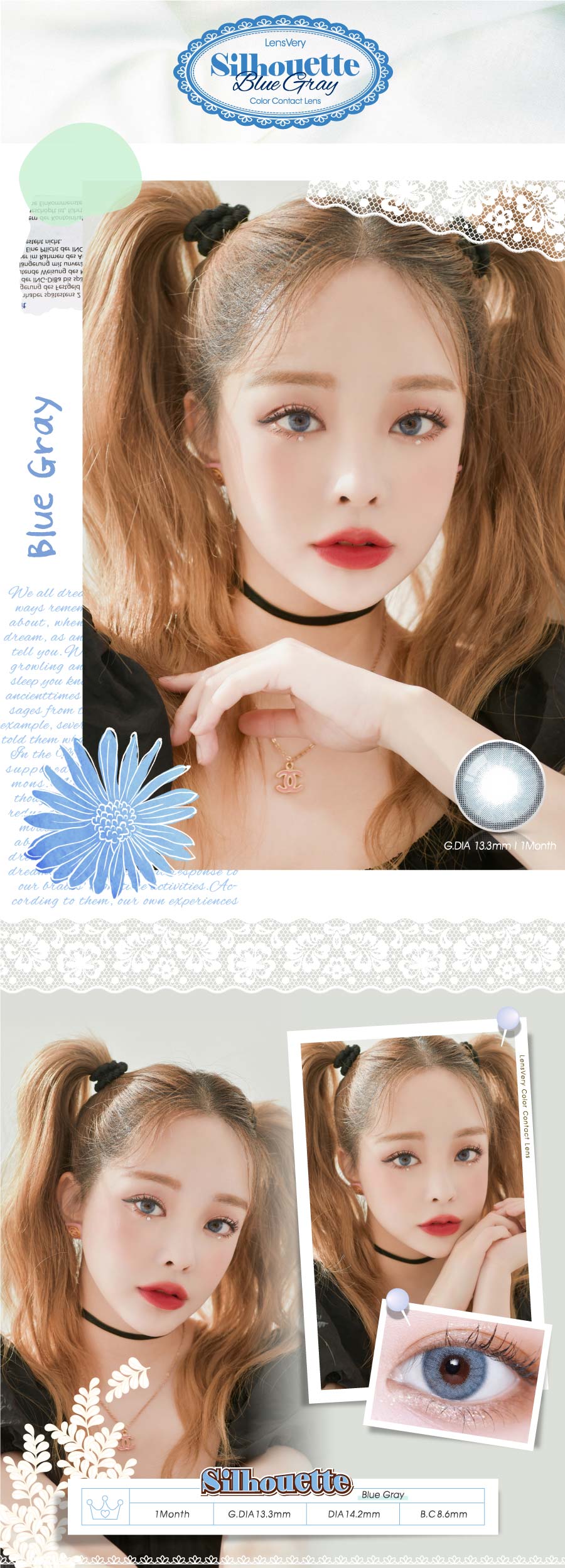 Forth description images of Silhouette Blue Gray (2pcs) (Silicone Hydrogel) Prescription Colored Contacts