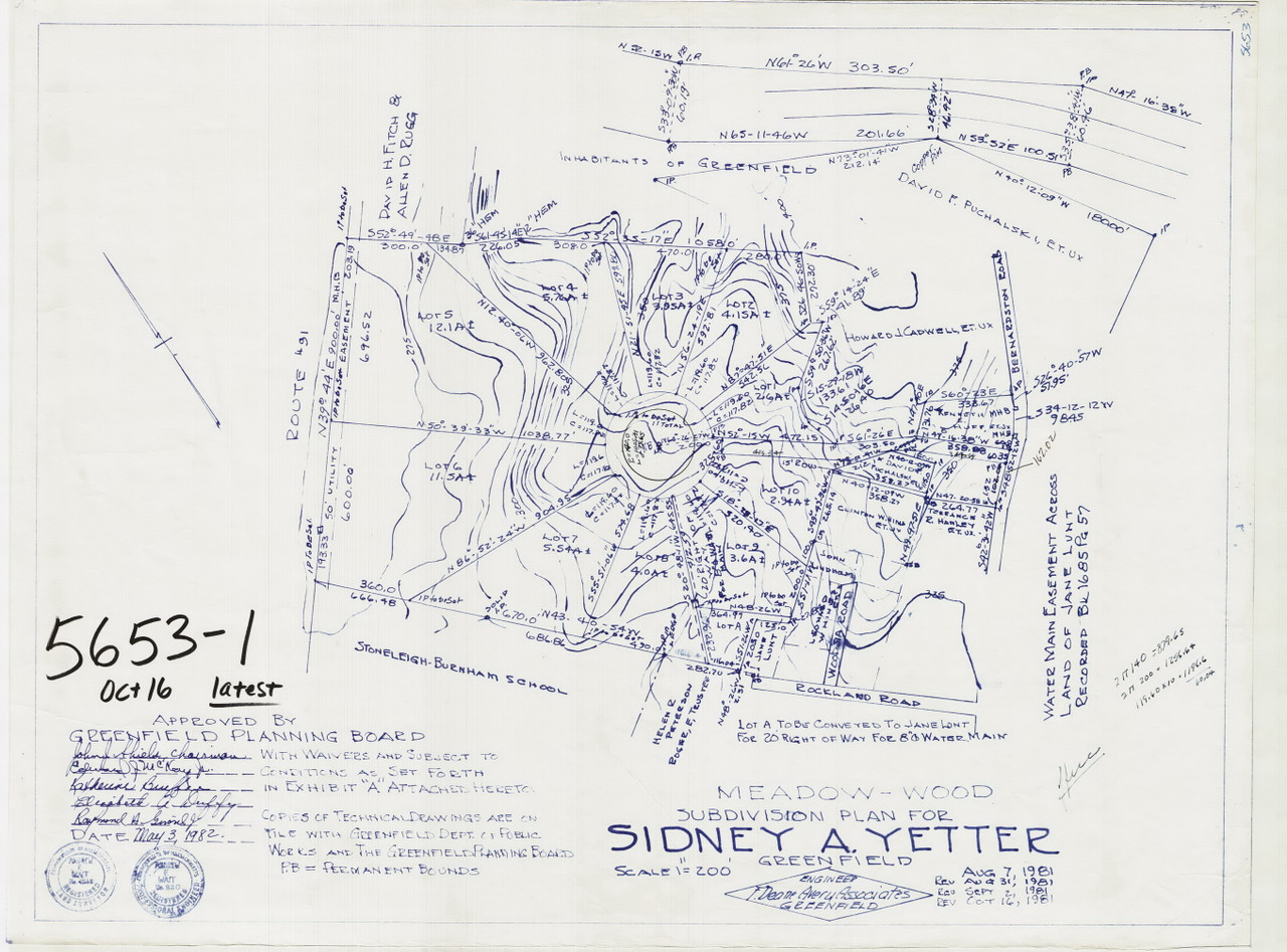 Sidney A. Yetter 10 Lot MeadowWood Subdivision signed by PBoard w