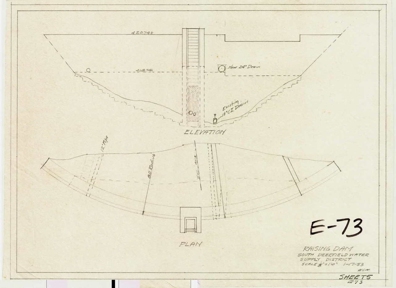 Raising Dam So. Deerfield Water Supply District South Deerfield E073