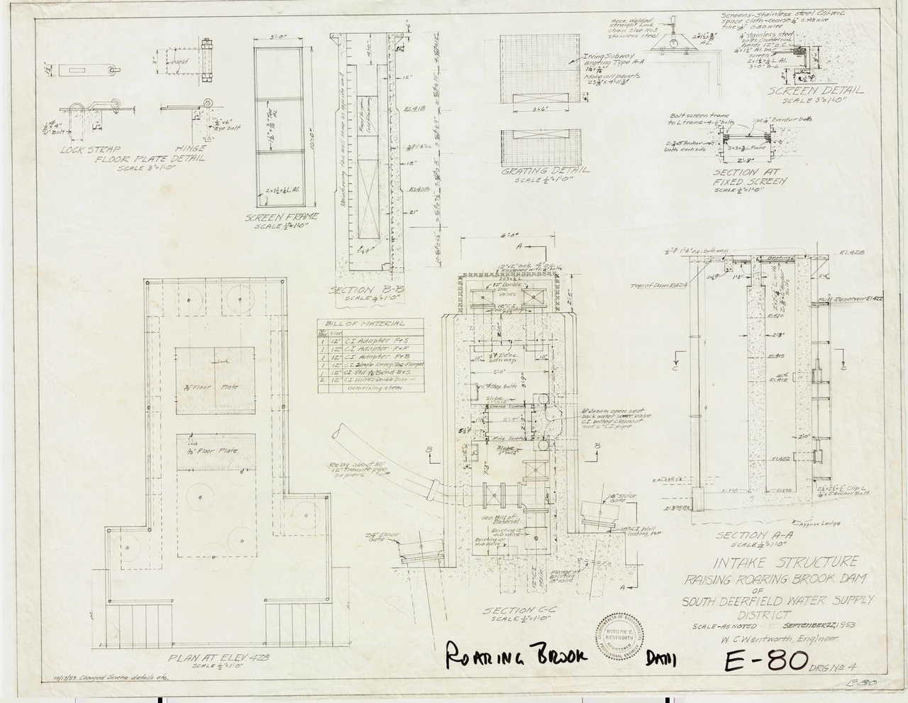 Intake Structure Raising Roaring Brook Dam of So. Deerfield Water