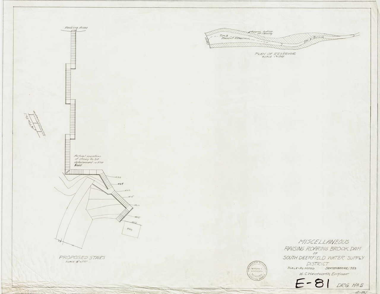 Miscellaneous Raising Roaring Brook Dam of So. Deerfield Water Supply