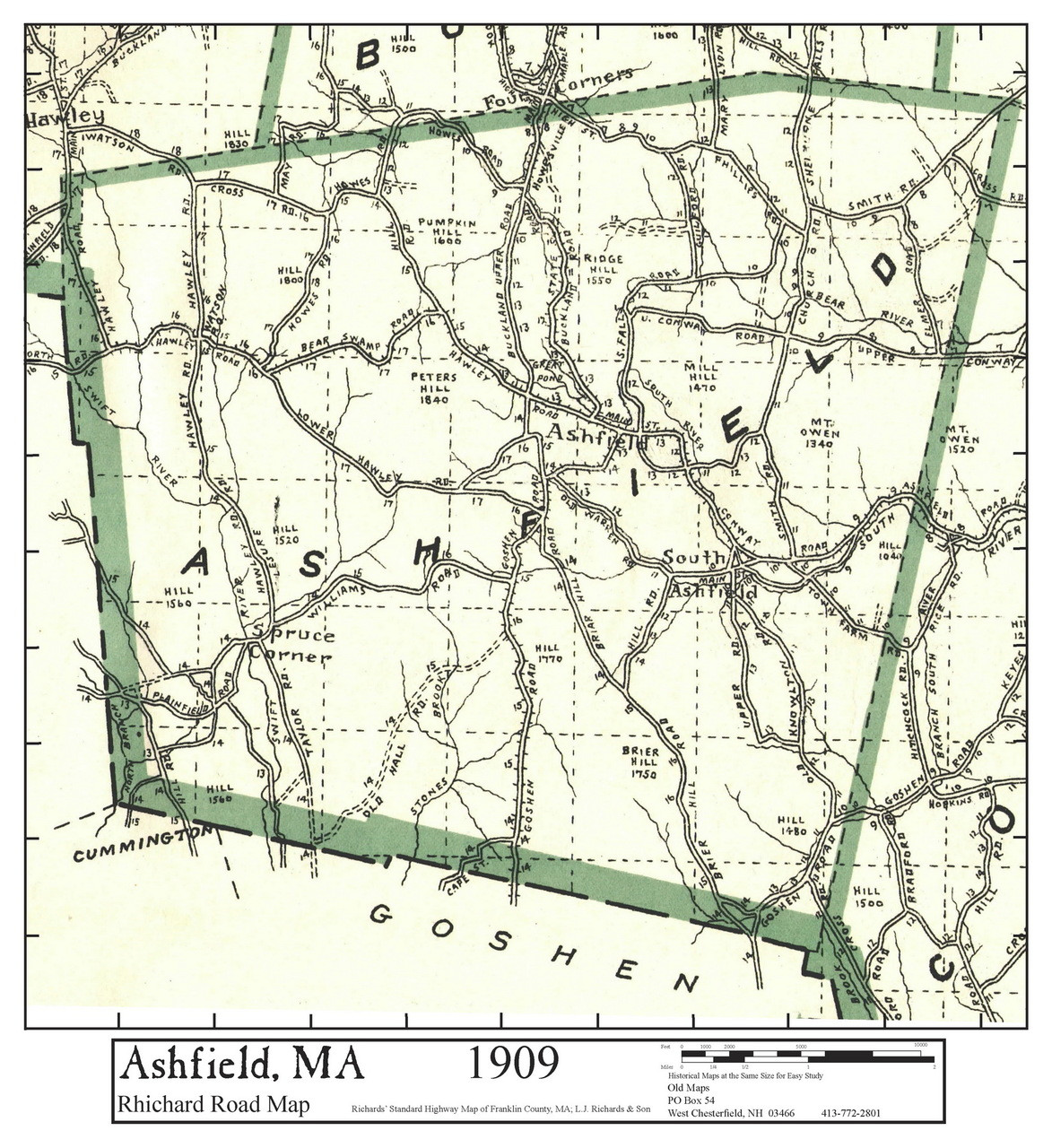 Set of 12 same size Historical Maps Ashfield MA Old Map Old Maps