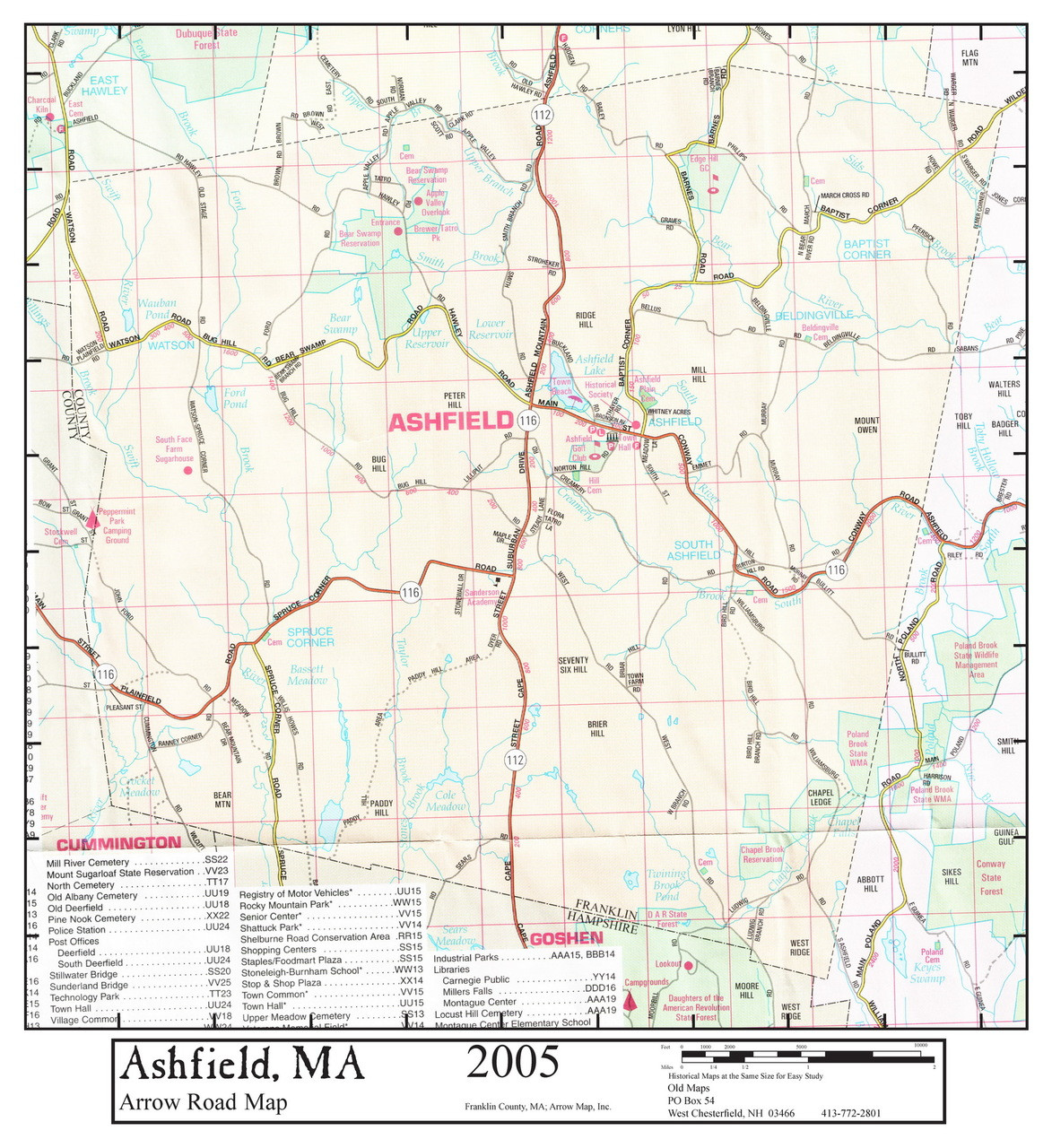 Set of 12 same size Historical Maps Ashfield MA Old Map Old Maps