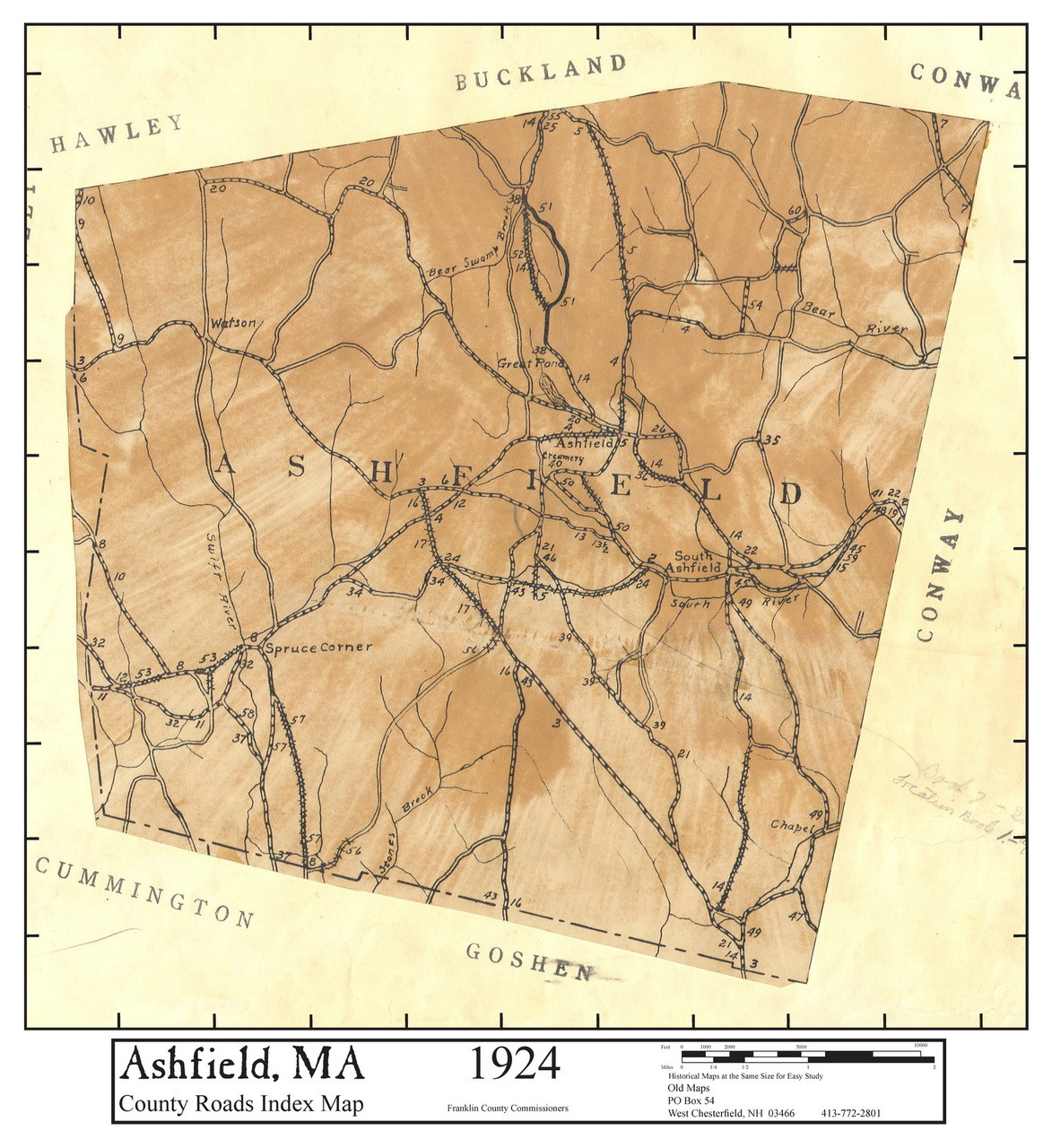 Set of 12 same size Historical Maps Ashfield MA Old Map Old Maps