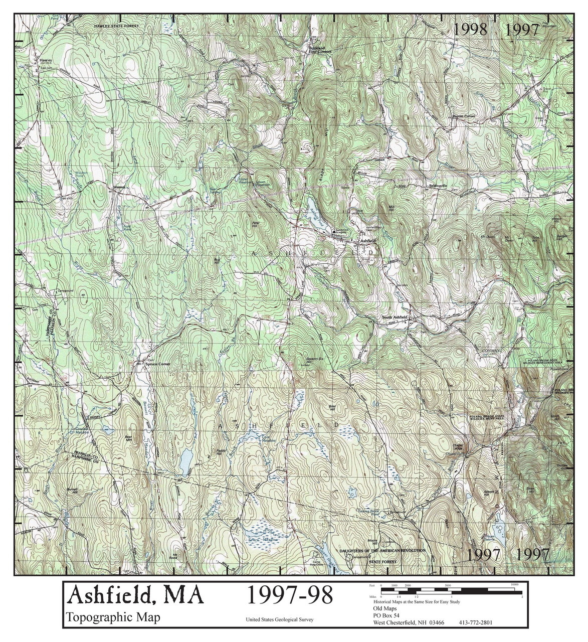 Set of 12 same size Historical Maps Ashfield MA Old Map Old Maps