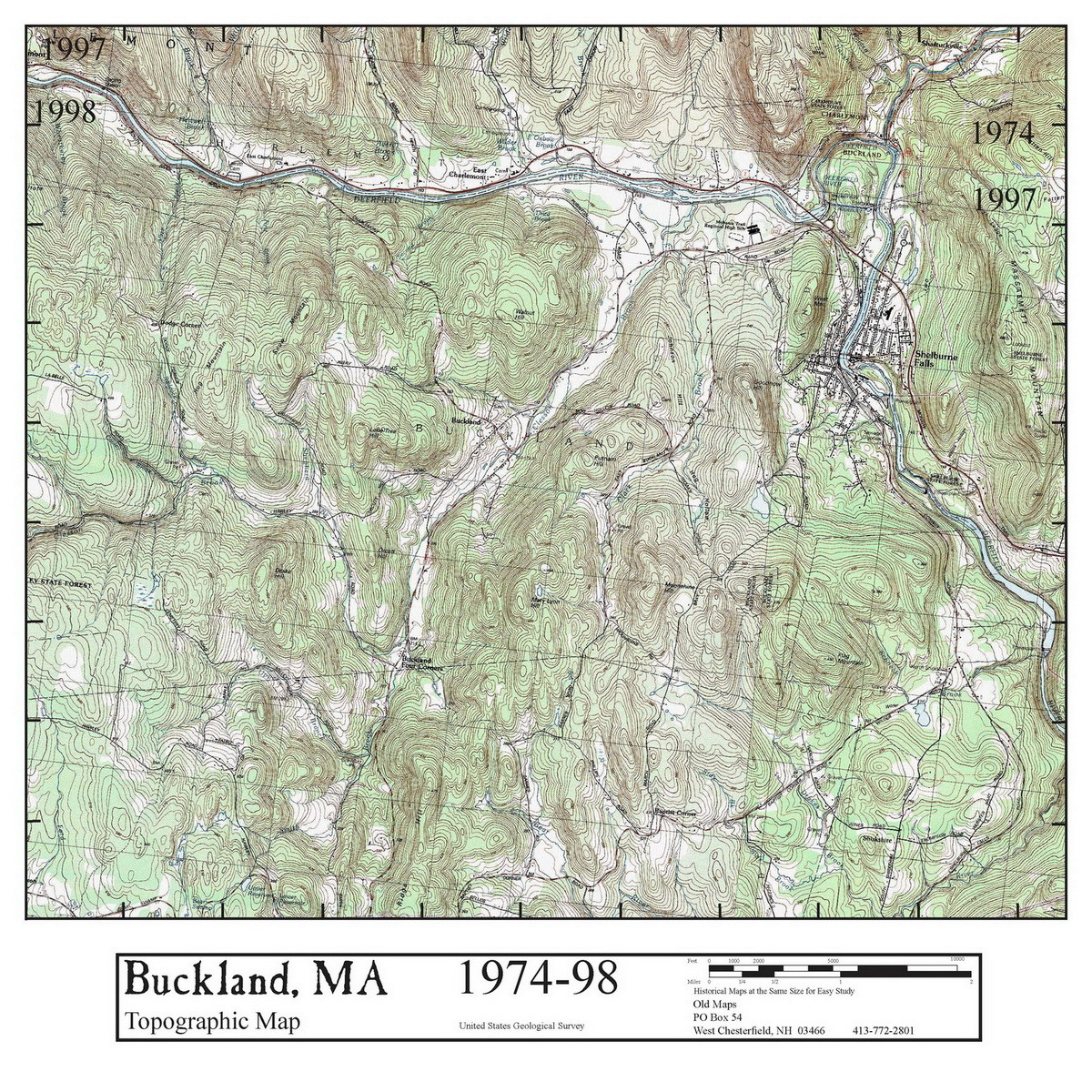 Set of 12 same size Historical Maps Buckland MA Old Map Old Maps Research Maps