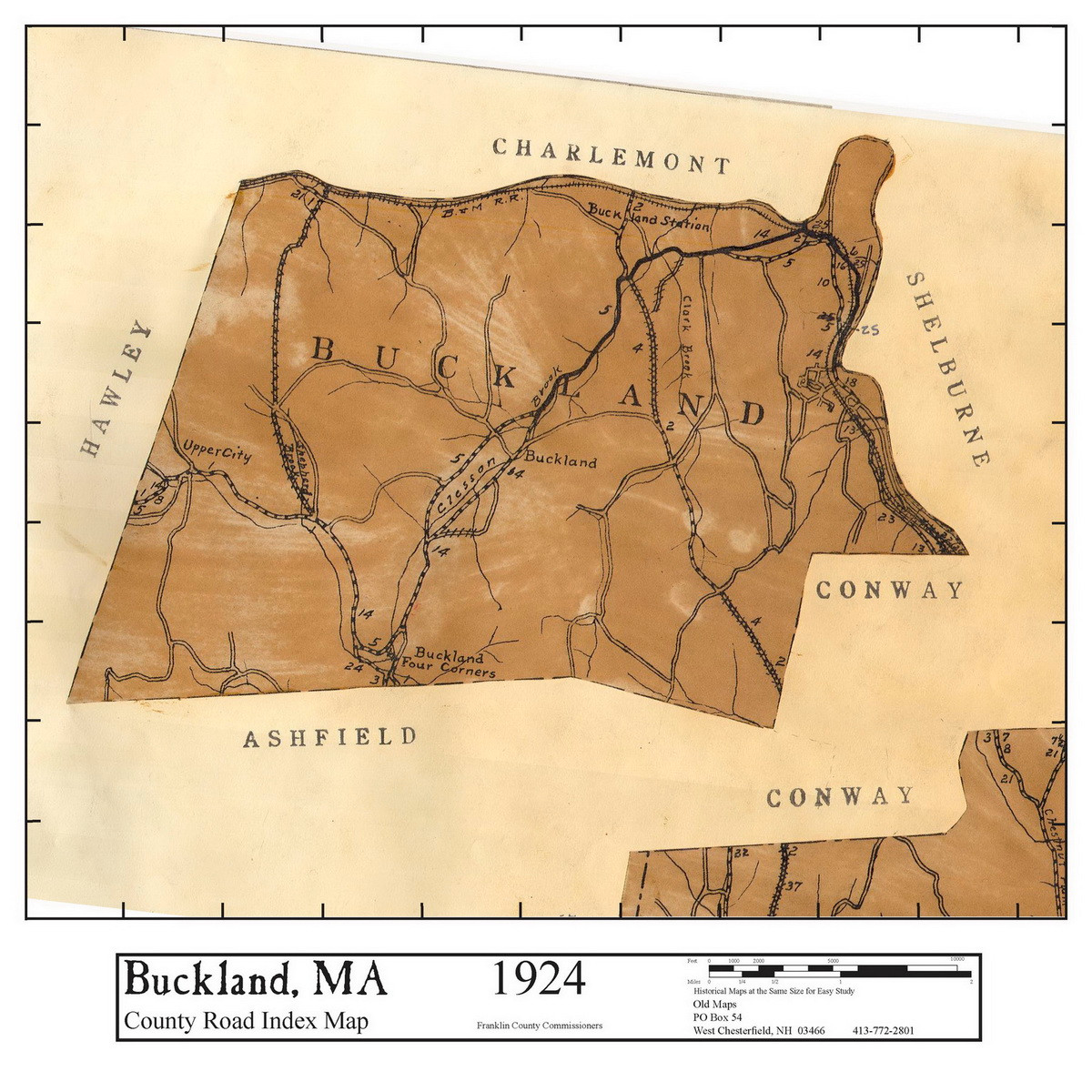 Set of 12 same size Historical Maps Buckland MA Old Map Old Maps Research Maps