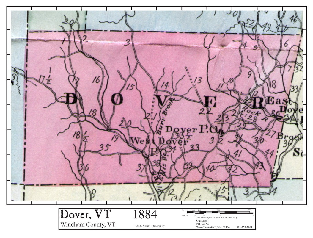 Set of 14 same size Historical Maps Dover VT Old Map Old Maps
