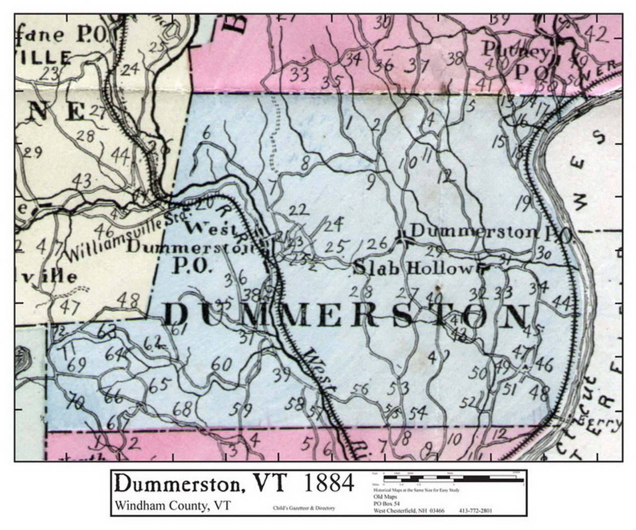 Set of 17 same size Historical Maps Dummerston VT Old Map Old Maps