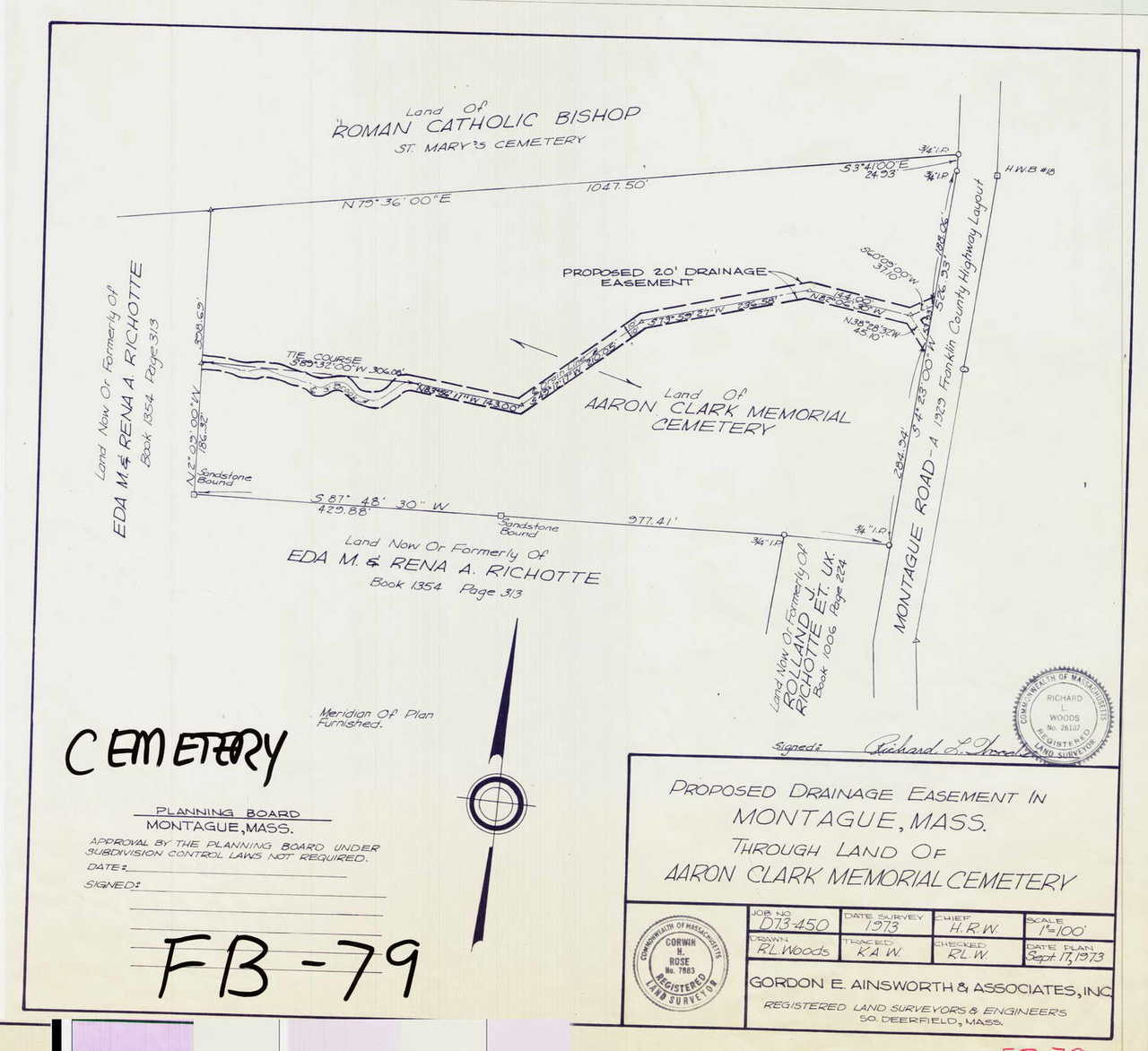 Drainage Easement Aaron Clark Cemetery Montague FP79 Map (Digital