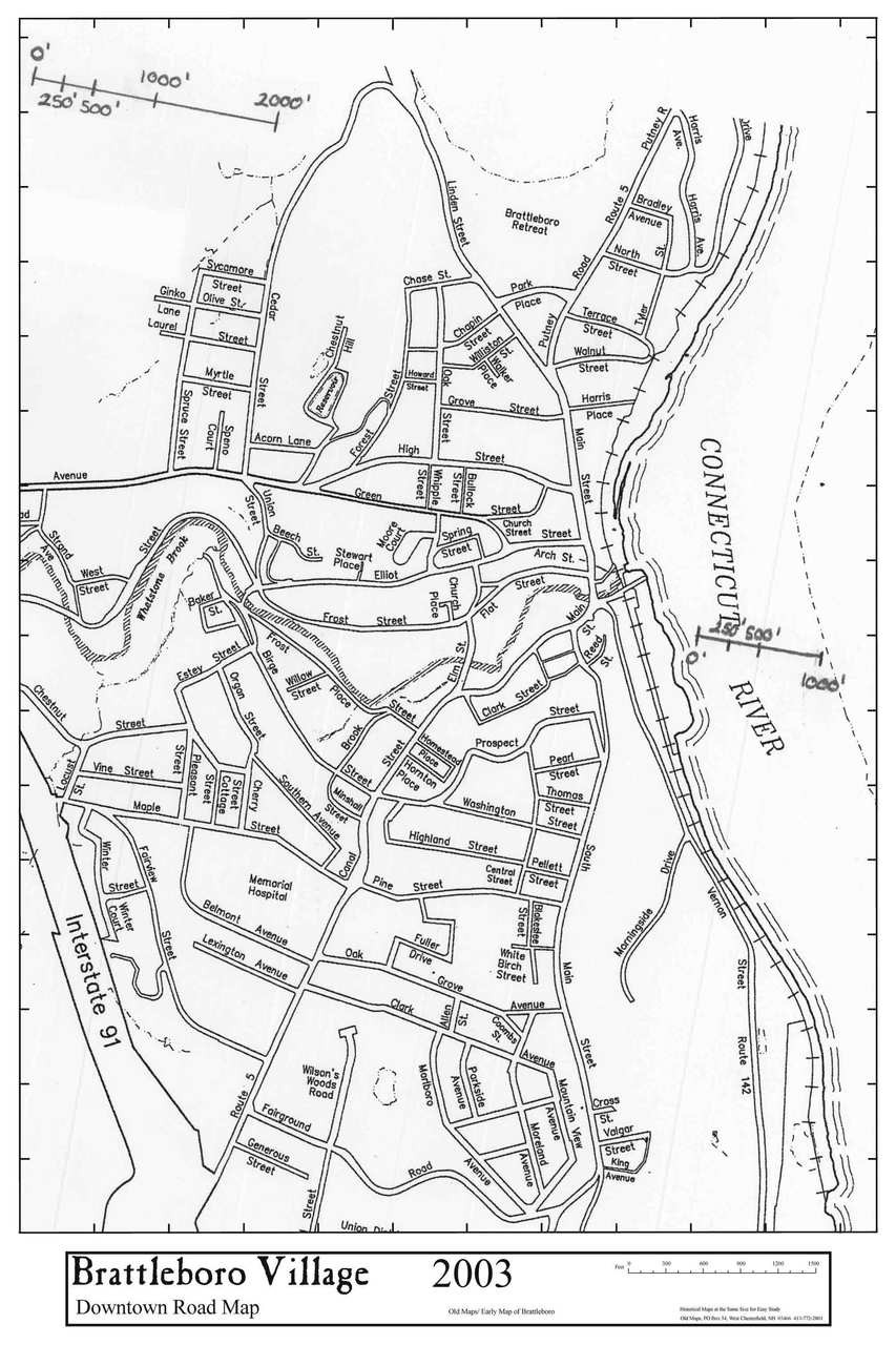 Set of 9 same size Historical Maps Brattleboro Village VT Old Map
