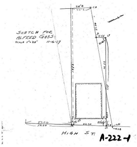 Alfred Gass - Sketch of Lot on W. Side High St. (store) 42.70' fr Greenfield A-222-1 - Map Reprint Alfred Gass - Sketch of Lot on W. Side High St. (store) 42.70' fr Greenfield A-222-1 - Map Reprint