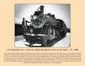 CN Engine No. 1395 In Shelburne Falls on Dec. 27, 1985 - November 2026 Railroad Calendar Picture