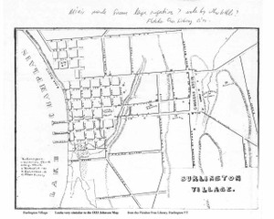 Burlington 1833x Village Plan - Old Map Reprint - Vermont Towns Other (Rsch)