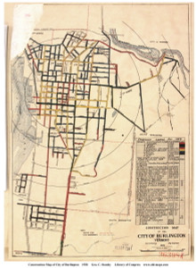Burlington 1928 Construction - Old Map Reprint - Vermont Towns Other (Rsch)