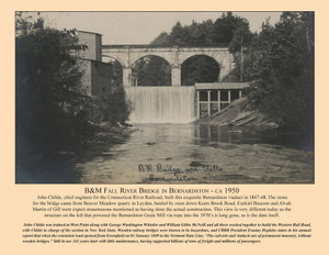 B&M Fall River Bridge in Bernardston - ca 1950 - September 2012 Railroad Calendar Picture