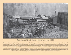 Wreck At No. 2 Dam - Conway - ca. 1920 - March 2016 Railroad Calendar Picture Wreck At No. 2 Dam - Conway - ca. 1920 - March 2016 Railroad Calendar Picture