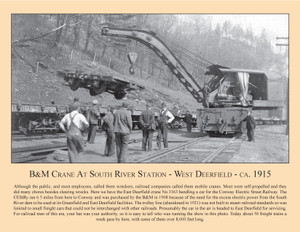 B&M Crane At South River Station - West Deerfield - ca. 1915 - November 2016 Railroad Calendar Picture
