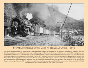 Steam Locomotive going West at the Zoar Curve - 1940 - July 2017 Railroad Calendar Picture Steam Locomotive going West at the Zoar Curve - 1940 - July 2017 Railroad Calendar Picture