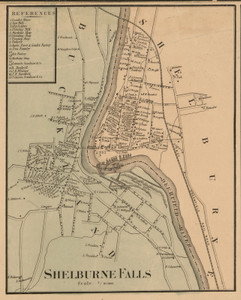 Shelburne Falls 1858 - Old Town Map Reprint