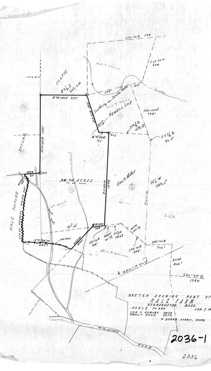 H.& J. F. Hale Farm - Deed Data Bernardston 2036-1 - Map Reprint