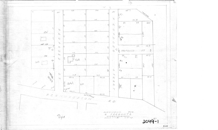 Guy Ferrante - Subdivision - W. Side Bernardston Rd Greenfield 2049-1 - Map Reprint