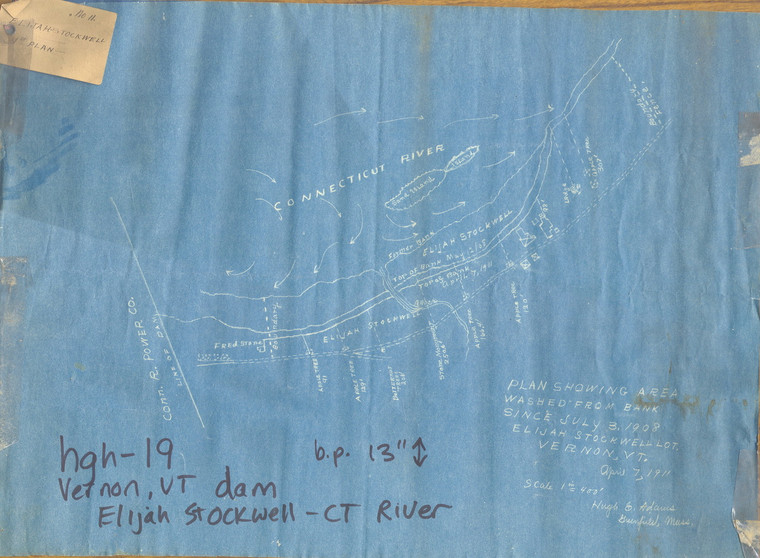 Plan Showing Area Washed from Bank Since July 3, 1908 - Map Reprint