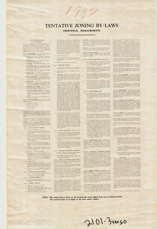 Greenfield Zoning Map  Text Greenfield 2101-3vso - Map Reprint