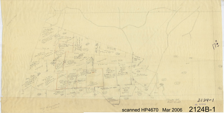 Deed Data Town   2nd big worksheet southwest area  RESCAN of 2124-1 Buckland 2124B-1 - Map Reprint