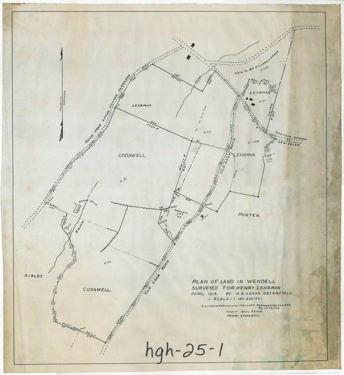 Plan of Land in Wendell surveyed for Henry Lehrman 1 - Map Reprint