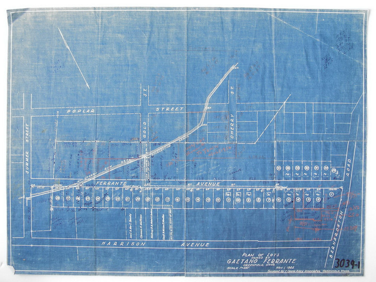 Gaetano Ferrante - Lots owned by.   markups Greenfield 3039-1 - Map Reprint