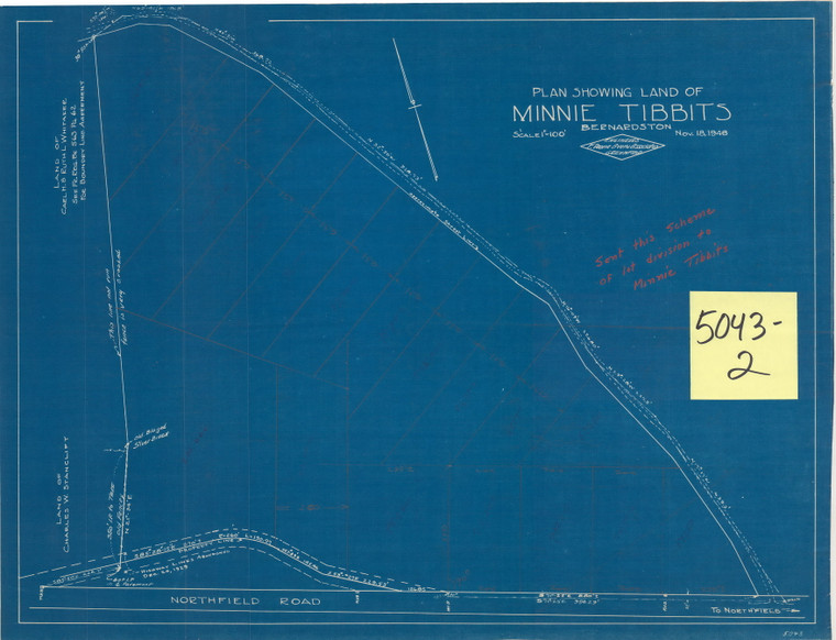 Minnie Tibbets,   Northfield Rd.  markups Bernardston 5043-2 - Map Reprint