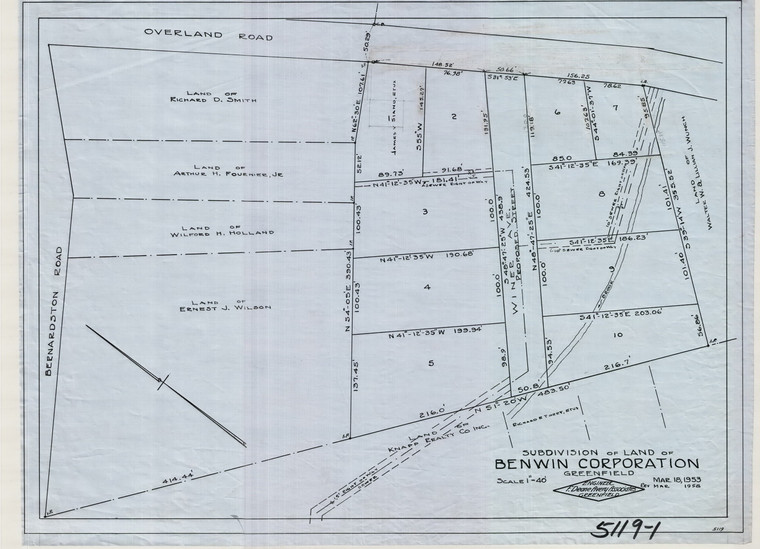 Benwin Corp    (subdivision) Greenfield 5119-1 - Map Reprint