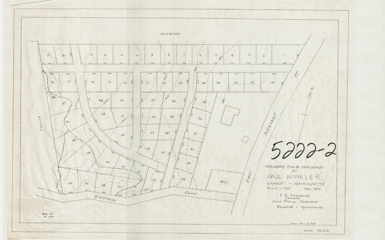 Paul Winkler    Amherst  subdivision by CE Anderson Associates -traced 1959 Amherst 5222-2 - Map Reprint