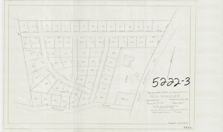 Paul Winkler    Amherst  subdivision by CE Anderson Associates  - traced 3-7-1959 Amherst 5222-3 - Map Reprint